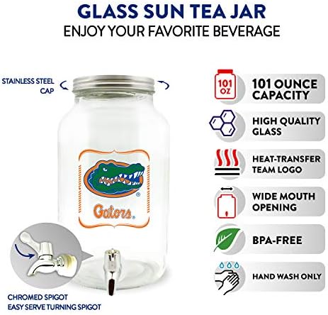 NCAA פלורידה גאטורס מתקן משקאות כוס / צנצנת תה שמש, 3 ליטר