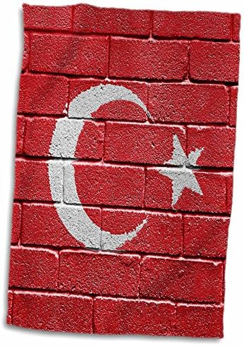 דגל לאומי של טורקיה צבוע על קיר לבנים טורקית - מגבות