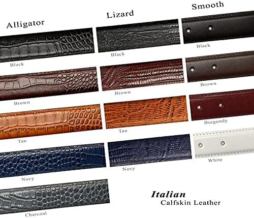 חגורת שמלת עור עגל איטלקי ניקל סיום אבזם 1-3/8 '' רחב, 1 אפשרויות רוחב, רב-סגנון
