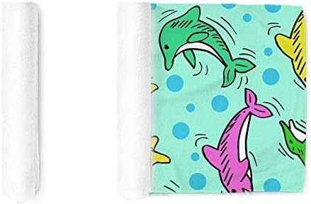 מגבת פנים בד יד מטרי מגבות דולפין תפאורה חלקה של אמבטיה עיצוב כביסה למתנה למלון-ספא-מטען רב-תכליתי, רך, יבש מהיר 30 x 15 אינץ '