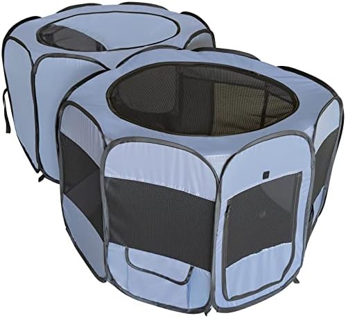 שמונה מחמד Playpen 2 חדרים קופצים כלוב כלוב נייד כלוב גדר כלב חתול חתול חיצוני חיצוני משחק מקורה אוהל חדר כפול חדר אפור 72 x36 x24 h