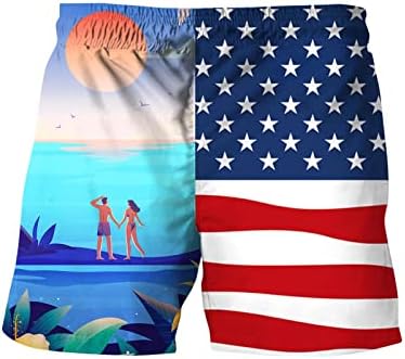 גברים של אופנה עצמאות יום מודפס חגור הוואי חוף כושר ספורט מזדמן מכנסיים קצרים מכנסיים