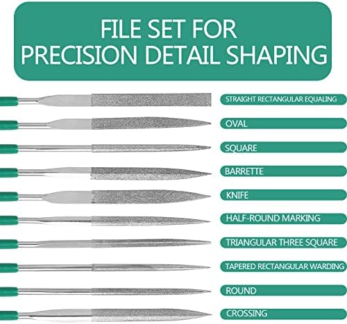 סט קבצי יד מילוסונג, קבצי מחט יהלומים 6.3' /10 צורות למתכת,פלסטיק,עץ, מדפסת 3 ד ' חבילה בסיסית לבית ולמשרד עם תיבה