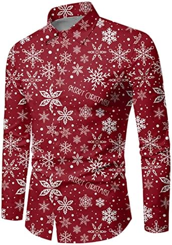 XXBR כפתור חג המולד למטה חולצות לגברים פלוס חולצת שמלות שרוול ארוך בגודל