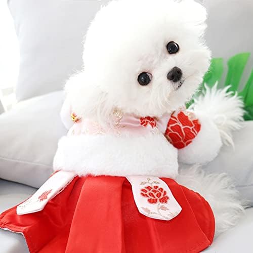 LEPSJGC חליפת חיות מחמד בסגנון סיני בגדי כלב חורף בגדי חתול תלבושת גור תלבושת