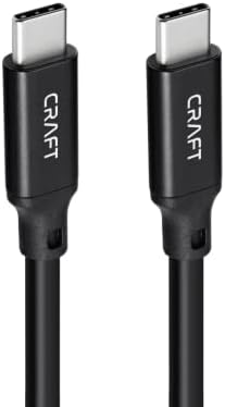 מעגלים מעוצבים Craft Craft USB-C ל- USB-C 3.2 GEN2X2 כוח וכבל נתונים. טעינה מהירה של 100 וואט, העברת נתונים של 20 ג'יגה -ביט לשנייה. 4ft, שחור