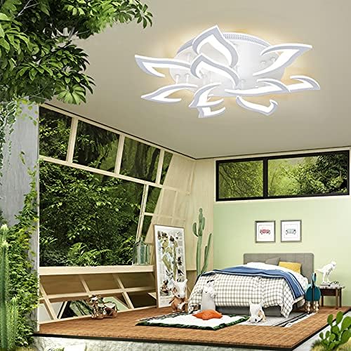 אור תקרה Ahawill ניתן לעמעום נברשת LED משובצת מודרנית מתכתית אקריליק תקרת תקרה כותרת אקרילית, מתאימה לחדרי מגורים, חדרי שינה, חדרי ילדים וכו '. Ø33.5 ″/60W/10 ראשים ……