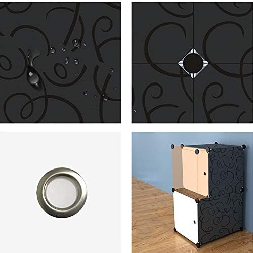 ארון ארון DIY נייד, מארגן אחסון קובייה מודולרית מפלסטיק עם דלתות אידיאלי לסלון חדר שינה, 2 קוביות-שחורות L39XW37XH75 סמ