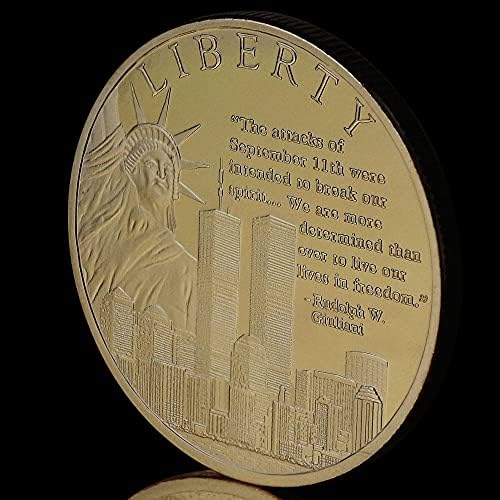 2021 יום השנה ה -20 לתקיפת הטרואיסט 9/11 מרכז סחר עולמי מתנה אספנית מתנה מצופה זהב מצופה מטבע זהב מצופה