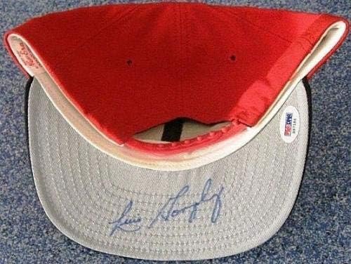 1990 קולומבוס מדקט חתם על כובע הליגה הקטנה לואיס גונזלז פ. ס. א. / די. אן. איי עם חתימה אוטומטית של קסדות וכובעים של ליגת הבייסבול