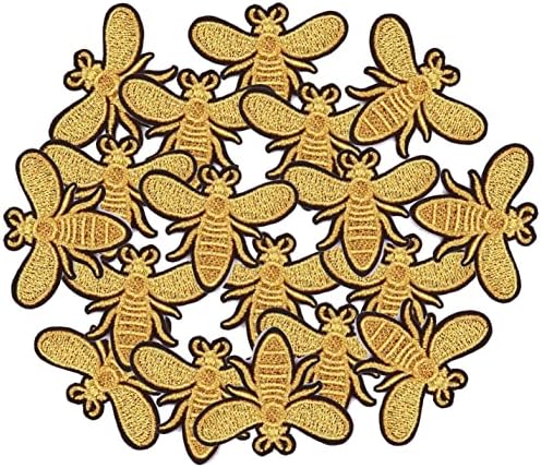 10 יחידות רקמה רקמה זהב דבורה מדבקת חרק מדבקת תפירה באפליקציות טלאי תג בעבודת יד לבגדים