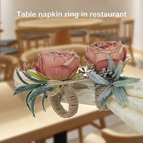 טבעת מפית של 2 PCS, אבזם מפיות מפית פרחים, אבזמים לחג המולד, קישוטי שולחן מסיבות קרנבל, סימולציה רומנטית לאורך זמן אבזם פרחי ורד אבזם למשתה חתונה כתום כהה