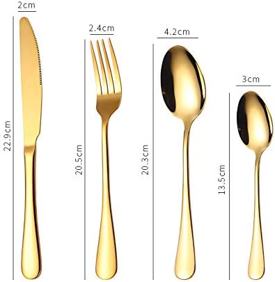זהב כלי כסף סט, 24-חתיכה נירוסטה זהב סכום סט סכום מתנת סט, כלי מטבח סכין מזלג כף סכום סט עם הווה תיבה, כלי שולחן מראה גימור, חלק קצה, שירות עבור 6