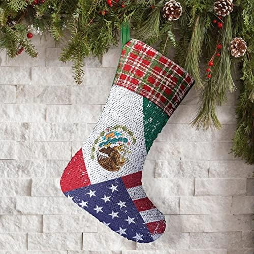 וינטג 'ארהב מקסיקו דגל מקסיקו נצנץ חג מולד גרב קיר מקרין מקלט קישוטים למסיבת חג עץ חג המולד