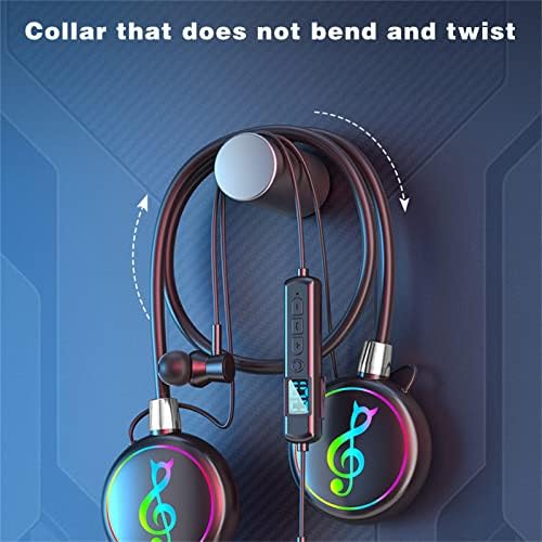Qonioi Halter Neck אוזניות Bluetooth אלחוטיות, מנורת נשימה LED של RGB, אוזניות ספורט רב-פונקציונל