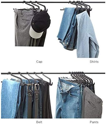 יומאו רזה שטח חסכון במכנסי עיצוב פתוחים מתלה מכנסיים יצירתיים לג'ינס מכנסיים קלים קלים 5 חבילות, מכנסיים קולבים, קולבי פלסטיק שחורים-5 יחידים