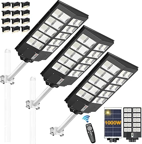 Dupaksys 1pack 1000W Solar Street Light + 2pack 1000W אורות רחוב סולאריים