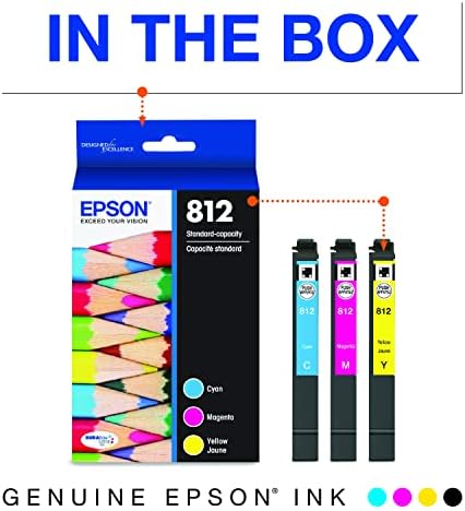 Epson T812 Durabrite Ultra Ink Coffice Cabute Color Pack Combo & T812 Durabrite Ultra INK קיבולת סטנדרטית קיבולת שחורה למדפסות Epson Workforce Pro מדפסות