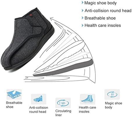 נעלי בריאות סוכרתיות של JCJNSL נעלי זיכרון מתכווננות נעלי נעלי זיכרון מתכווננות נעלי דלקת מפרקים סוכרתיות נעימות נעלי בית אורתופדיות נעליים לא מחליקות נעלי בית חורפי, שחור, 45