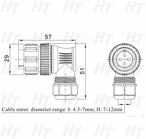 Hangton SD20 3 PIN מחבר זכר נשי נתק מהיר נתק אטום למים זווית ימינה כבל תקע תקע שקע הרכבה, 25A כוח 14 AWG