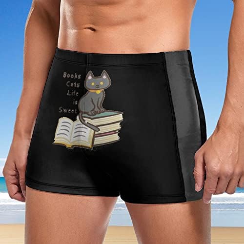 ספרים חתולים חיים הם גזעי שחייה מרובעים של גברים מתוקים בגד ים ספורט בוקסר בולחי בגרות ים קיץ חוף בגדי ים אלסטיים קצרים