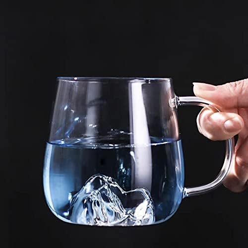 ספל מים זכוכית כחולה של טיאנקין, 10oz, כוס זכוכית בורוסיליקט, עיצוב פנים של צורת הרים, מתאים לתה, מים, מיץ, חלב, מתנות אידיאליות לאם ולחברים