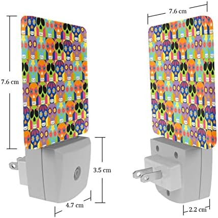יום המת גולגולת מקסיקני הוביל לילה אור, ילדים מנורות לילה לחדר שינה תקע לתוך קיר לילה מנורת מתכוונן בהירות לחדר שינה מדרגות מסדרון תינוק של חדר