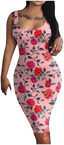 שמלות סרו לנשים 2023 הדפס פרחים קיץ סקסית מועדון מידי שמלת שמלת צוואר עגולה ללא שרוולים