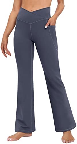 מכנסי יוגה של היתוגה עם כיסים לנשים חותלות חותמות מקרוסאובר לנשים מכנסי יוגה עם מותן גבוה במותניים.