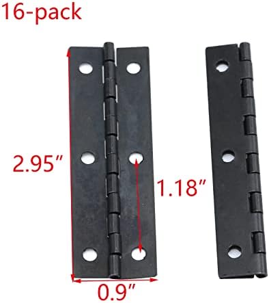 Hevstil 16-Pack 2.95 × 0.9 צירים דלתות ארוכות ריהוט ביתי חומרה שחור צירים קופסה צירים דלת צירים בתחת, שחור