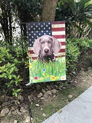 Bageyou חמוד גור חמוד תחש גן דגל גן חיות מחמד מקסים כלב אמריקאי אמריקאי דגל פרחי בר פרחוני דשא פרחוני אביב אביב באנר פטריוטי דקורטיבי לחוץ 12.5x18 אינץ 'מודפס דו צדדי