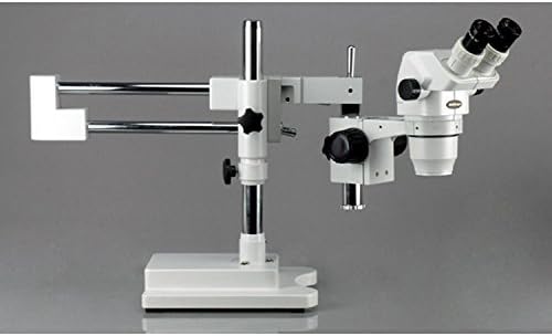 מיקרוסקופ זום סטריאו משקפת מקצועי של אמסקופ זם-4ברץ 3, עיניות פי 10, הגדלה פי 2-90, מטרת זום פי 0.67-4.5, תאורת סביבה, מעמד בום זרוע כפולה, כולל עדשות ברלו פי 0.3 ו -2.0