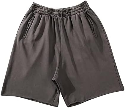 מכנסיים קצרים של Wenkomg1 לגברים, כותנה סולידי רגל קלות בגדי רחוב היפי מכנסיים קצרים בסגנון רופף גזעי רגל רחבים