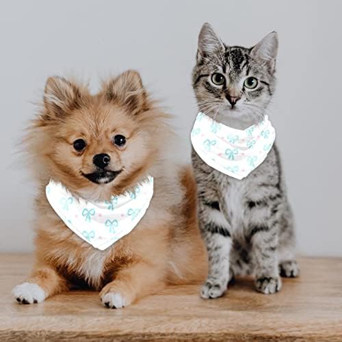 2 מארז קטן כלב בנדנה כיכר מטפחת צעיף ליקוק קירור עמיד בד ייחודי הדפסת מתכוונן מתאים קטן או בינוני כלבים גור חתולים כחול סרט
