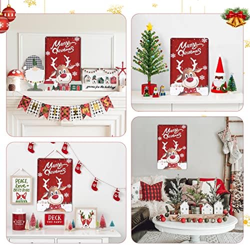 עיצוב חג המולד שלט - רטרו מתכת שלט פח צבי שלט חג מולד שמח עיצוב קיר לבית מטבח בית קפה מתנה 8x12 אינץ '