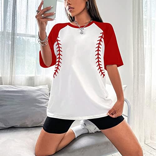 בייסבול אמא חולצה לנשים קיץ אופנה סופטבול קצר שרוול טי חולצות מקרית גדול רופף מצויד חולצה