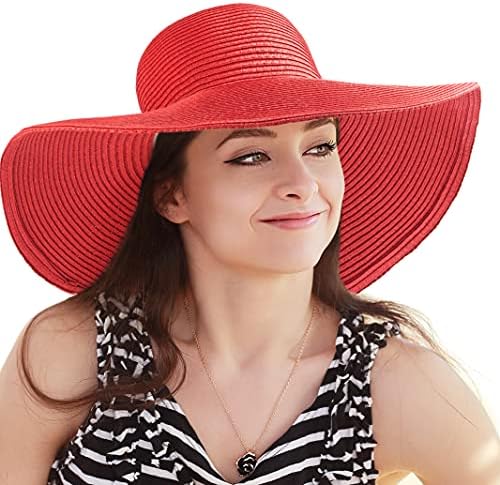 נשים שמש כובע כובע לארוז-גדול כובע אחסון ארגונית עבור ארון-אדום קש כובע קש נשים חוף רחב שוליים נסיעות כובע