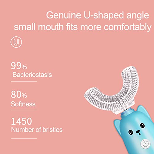 מברשות שיניים חשמליות לילדים, מברשת שיניים לתינוק שלם, מברשת שיניים בעלת ניקוי אוראלי 360 מעלות עם 2 x החלף ראש מברשת