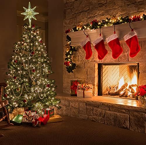 עץ כוכב חג המולד טופר סופרגוריאה 13.4 אינץ 'עיצוב רטרו זהב מיועד לקישוטים לעץ חג המולד R