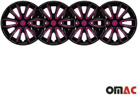OMAC 15 אינץ 'רכזות עבור הונדה סיוויק שחור מאט וסגול 4 יח'. כיסוי חישוקי גלגלים - כובעי רכזת - החלפת חוץ של צמיג מכוניות