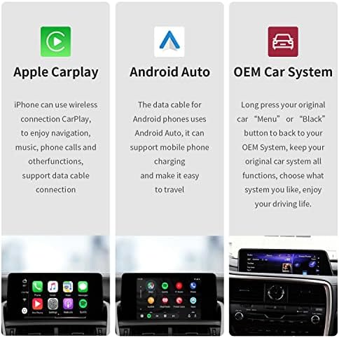 דרכים עליונות מראש של Carplay Retrofit ערכת מפענח עבור Lexus NX RX IS ES GS RC CT LS LX LC UX 2014-2019 שנה עם משטח מגע קטן, תמיכה באוטו אנדרואיד אלחוטית, Mirrorlink, מצלמה, YouTube