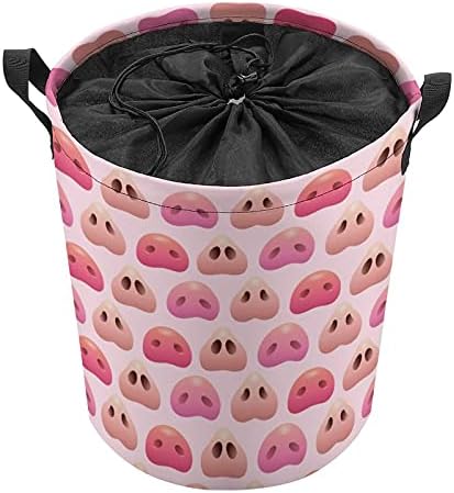 חמוד חזירים האף עגול כביסה שקיות עמיד למים סל אחסון סל עם ידיות שרוך סגירת מכסה