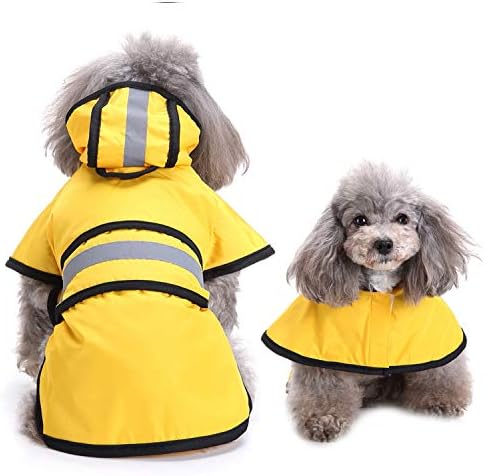 כלב מעיל גשם עם הוד עמיד למים קל משקל מתכוונן רעיוני פונצ ' ו מעיל גור הסווטשרט גשם מעיל מעיל חליפת בגדי גשם לחיות מחמד עבור קטן בינוני גדול כלבים צהוב
