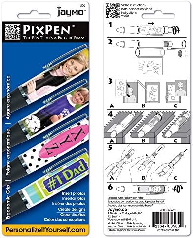 JAYMO PIXPEN - Photo Photo DIY - צור עט משלך בהתאמה אישית - הכנס תצלום ארנק בגודל 2.5 x 1.75 או צור והדפיס תוספות מקוונות - 4 חבילה