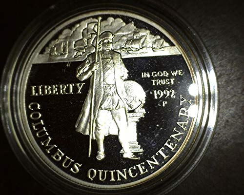 1992 P Columbus Quincentenary הוכחת זיכרון דולר דולר כסף $ 1 הוכחה ארהב מנטה